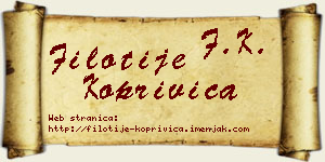Filotije Koprivica vizit kartica